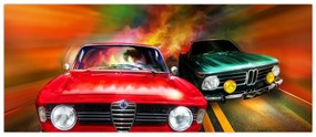 Obraz - Retro závodné autá (120x50 cm)