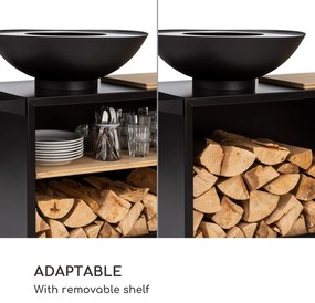 Blumfeldt Savage 2.0 Wide, ohnisko s grilom, bambusová doska na krájanie, ochranný kryt