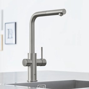 GROHE Blue Home páková drezová batéria Duo s chladiacim zariadením a filtráciou, s vyťažiteľným výtokom, výška výtoku 331 mm, Supersteel, 31539DC0