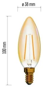 EMOS LED Vintage filamentová žiarovka, E14, Candle, 2W, 170lm, teplá biela