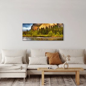 Obraz - Skaly pri jazere (120x50 cm)