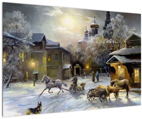 Obraz - Zimná dedinka (90x60 cm)