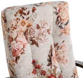 Kreslo Lux kvety, béžová - růže / orech (3995/105)
