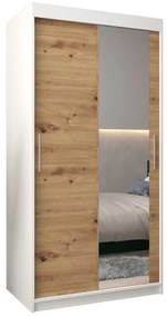 Šatníková skriňa 100 cm Toki 2 (Biela matná + Dub artisan). Akcia -65%. Vlastná spoľahlivá doprava až k Vám domov. 1064959