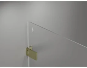 Mexen Lunar-F L, sklápací sprchový kút pravý 80 x 80 cm, 8mm číre sklo, zlatý kartáčovaný - 836L-080-080-55-00-P