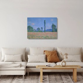 Sklenený obraz - Claude Monet, Poppy Field (Giverny), reprodukcia (70x50 cm)