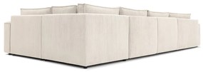 Krémovobiela menčestrová rohová pohovka (pravý roh) Nihad modular – Bobochic Paris