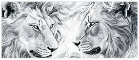 Obraz - Kreslené levie hlavy (120x50 cm)