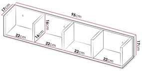 Nástenná polica LOTIKO 17x95 cm biela