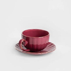 Šálka MINA s podšálkou, bordová 730627 250 ml
