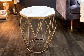 Invicta Interior -  Bočný stolík DIAMOND 50 cm mramorovo biely