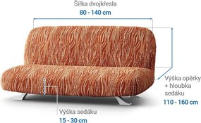 Bielastické poťahy UNIVERSO NOVÉ žíhané tehlové dvojkreslo s drevenými rúčkami (š. 80 - 140 cm)