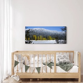 Obraz - zasnežené hory v zime (120x50 cm)