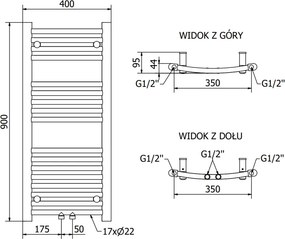 Mexen Ares, vykurovacie teleso 900 x 400 mm, 312 W, biela, W102-0900-400-00-20