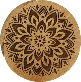 AMADEA Drevená krabička guľatá mandala, masívne drevo, 8 cm, český výrobok