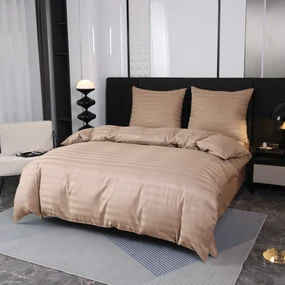 Hotelové obliečky z mikrovlákna JASMINE béžové - prúžok 2 cm, hotelové obálkové zapínanie Rozmer obliečky: 2 ks 70 x 90 cm | 200 x 220 cm