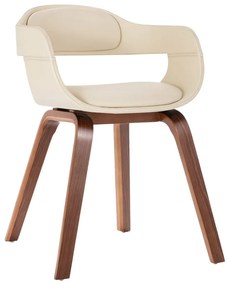 Jedálenská stolička, biela, ohýbané drevo a umelá koža