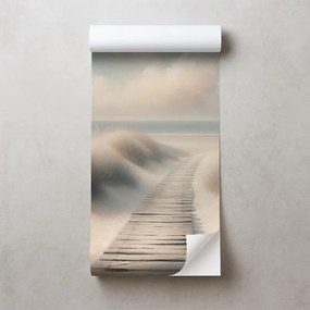 Samolepiaca tapeta piesková pláž s drevenou cestou