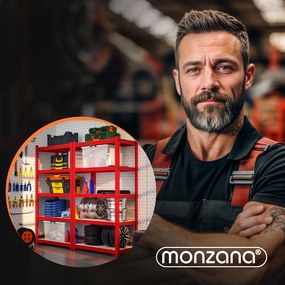 Monzana Regál s vysokou nosnosťou HEAVY, max. 875kg, 90x40x180cm, červená