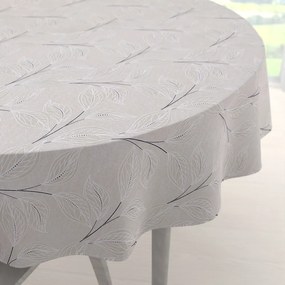 Biante Dekoračný okrúhly obrus Leona LN-164 Popínavé lístky na režnom Ø 100 cm