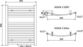 Mexen Helios, vykurovacie teleso 800 x 600 mm, 450 W, čierna, W103-0800-600-00-70