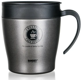 Banquet Termohrnček cestovný TAZZA 330 ml, antracit