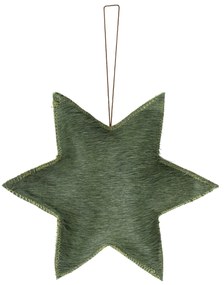 Závesná dekoratívne zelená hviezda z hovädzej kože L - 20 * 20 * 4,5cm