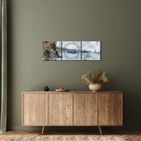 Obraz - Útes, akvarel (s hodinami) (90x30 cm)