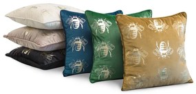 EUROFIRANY Obliečka na vankúš z potlačeného zamatu, zdobená ozdobným lemom 45 cm x 45 cm modrá 100 % polyester