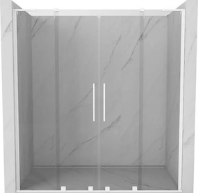 Mexen Velar L Duo, posuvné sprchové dvere do otvoru 180 cm, 8mm číre sklo, biela matná, 871-180-003-02-20