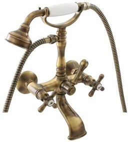 Vaňová batéria RAV Slezák MORAVA so sprchovacím setom 150 mm stará mosadz MK160.5/2SM