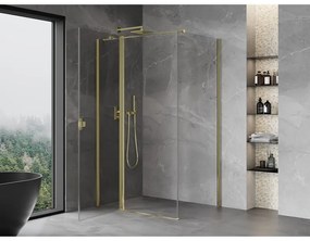 Mexen Mist T, sprchový kút s krídlovými dverami, 70 x 110 cm, 8mm číre sklo, zlatý lesklý profil, 8A4T-110-070-50-00