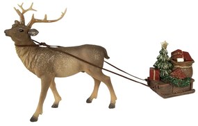 Dekorácia vianočná socha Jeleň so saňami a darčekmi - 30*9*20 cm