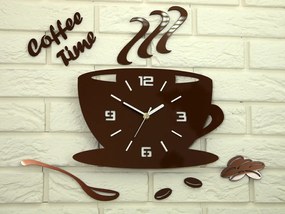 Moderné nástenné hodiny COFFE TIME 3D COPPER copper