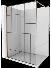 Mexen Kioto sprchová stena 80 x 200 cm, transparentnéné/čierny vzor 8 mm, zlatoružová - 800-080-101-60-78