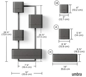 Závesné plastové kvetináče na bylinky v súprave 4 ks Cubiko – Umbra