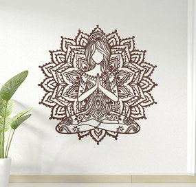 SENTOP | Drevená mandala joga žena – 3D obraz na stenu do obývačky | SENTOP PR0511