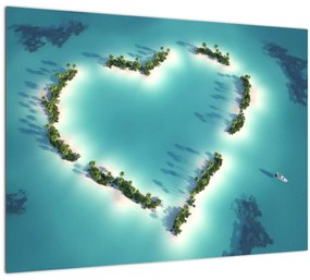 Sklenený obraz - Ostrovy srdce (70x50 cm)