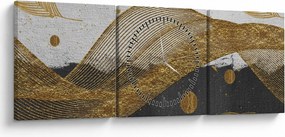 Obraz - Zlaté pierka (s hodinami) (90x30 cm)
