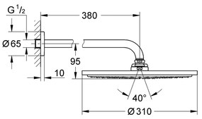 Grohe Rainshower Cosmopolitan 310 - Set hlavovej sprchy 380 mm, Hard Graphite 26066A00