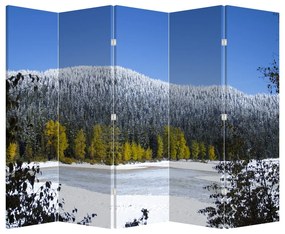 Paraván - Zasnežené hory v zime (210x170 cm)