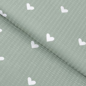 Goldea bavlnený krep - srdiečka na šalviovo zelenom 160 cm