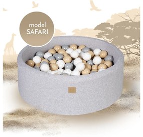 Sivý menčestrový bazénik s loptičkami ø 90x30 cm Montessori – Meowbaby