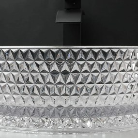 Rea Cristal, sklenené umývadlo na dosku 36x36 cm, číra, REA-U9670
