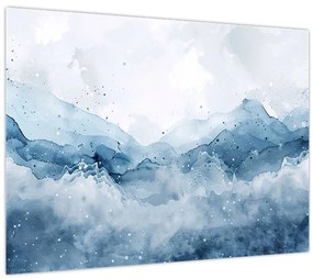 Sklenený obraz - Mraky a vlny, akvarel (70x50 cm)