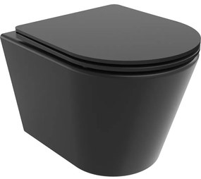 Mexen Rico WC misa Rimless s pomaly padajúcim sedátkom, duroplast, čierna matná - 30721085