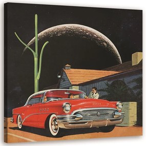 Gario Obraz na plátne Červené auto pred domom - Lili Chartrand Rozmery: 30 x 30 cm