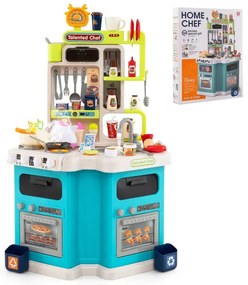 Detská rohová kuchynka so zvukmi a svetlami Detská kuchynka s varičom, drezom a 113-dielnym príslušenstvom Modrá