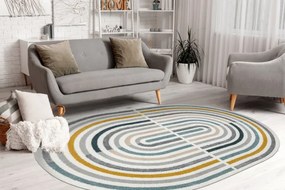 Koberec FUSION Shape 5711 biely / tmavozelený ovál