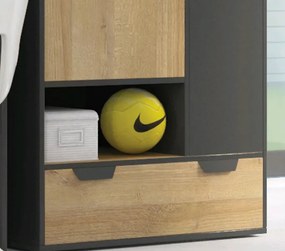 Šatníková skriňa Nano, dub/grafit